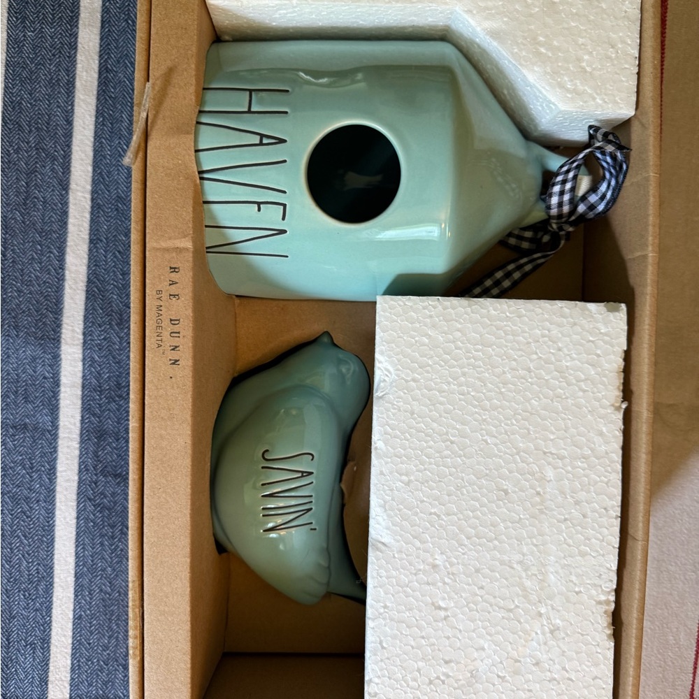 Rae Dunn Green Birdhouse Set